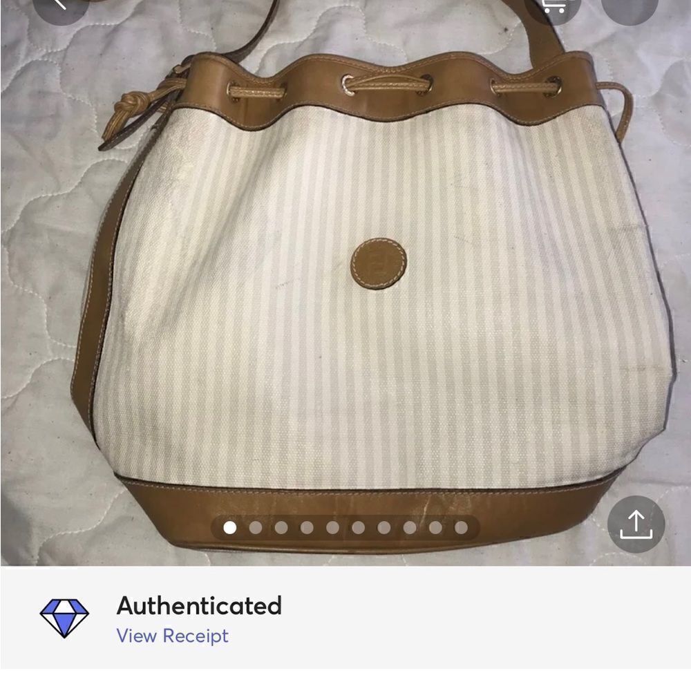 Fendi—White & Tan Bucket Shoulder Bag - Picture 10 of 16